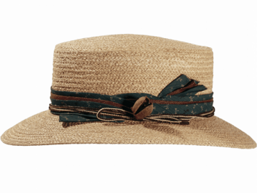 Boater Strohhut aus Raffia mit Textilhutband