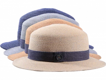 Damen Strohhut Hanf in vier Farben mit blauem Hutband