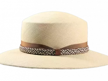 Cloche Panama leather-braid weiss