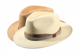 Panamahut Fedora mit Textil und Lederhutband
