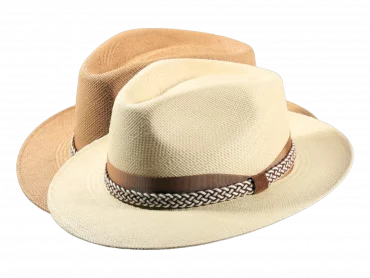 Panamahut Fedora mit Textil und Lederhutband