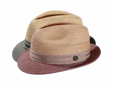 Strohhut Trilby mit Stoffrand