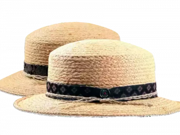 Cloche mit Aufschl Raffia mit Hanfschnur
