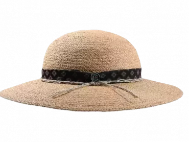 Cloche breit Raffia mit Hanfschnur Var. 1