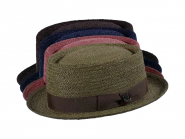Strohhut Porkpie Raffia farbig