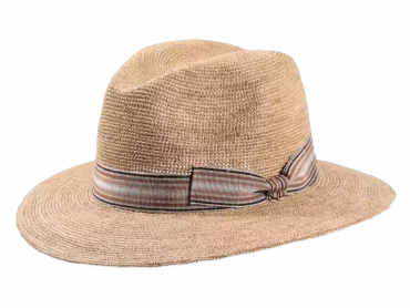 Strohhut Traveler Raffia gehäkelt gestreift