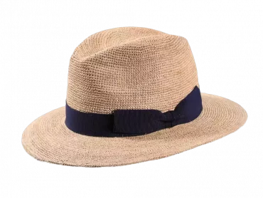 Strohhut Traveler Raffia gehäkelt Marine
