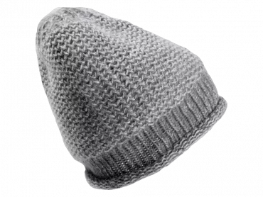 Strickmütze- Doppelstrick in Hellgrau