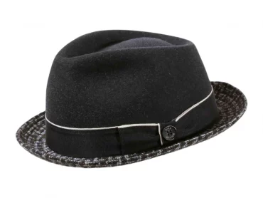 Haarfilzhut Trilby meliert mit Wollstoffrand
