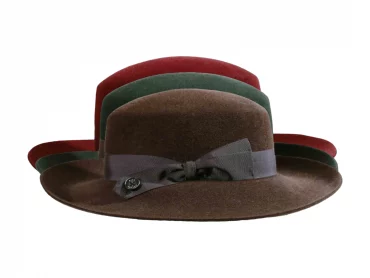 Aufschlaghut Damen Velours meliert
