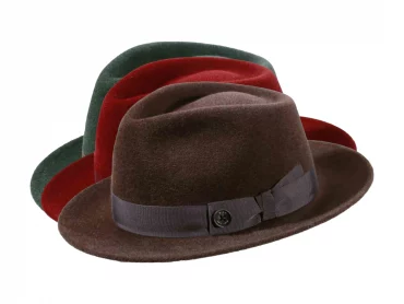 Haarilzhut Fedora/Bogart Velours meliert plus Klapprand