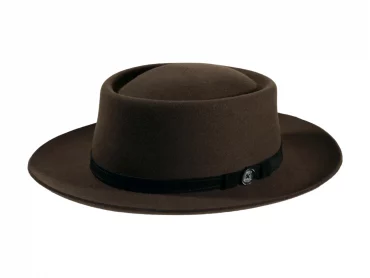 Filzhut flacher Fedora mit breitem Rand