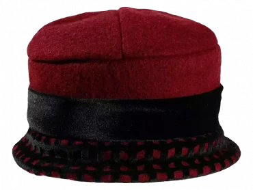 Cloche Stoffhut in Schwarz und Bordeaux