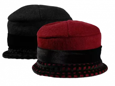 Cloche Stoffhut in Schwarz und Bordeaux