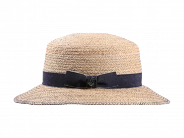 Damenhut Cloche Raffiastroh mit Jeanshutband