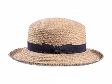 Damen Aufschlaghut aus Raffia mit Jeaneshutband