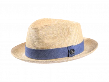 Strohhut Player in Natur mit blauem Hutband