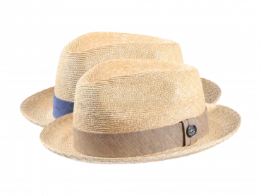 Strohhut Player in Natur mit Hutband in Sand oder Blau