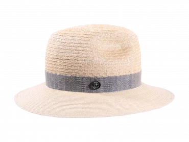 Sommerhut Fedora Natur mit Hutband in Ciel