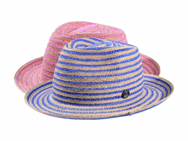 Sommerhut Fedora gestreift in Blau oder Pink