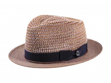 Trilby Strohhut Hanf mit blauem Hutband