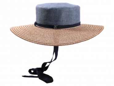 Breiter Sommerhut für Damen Natur/Blau