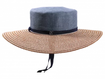 Breiter Sommerhut für Damen Natur/Blau