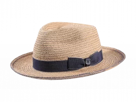 Strohhut Fedora Raffia mit Jeanshutband