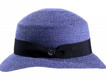 Strohhut Cloche Hanf meliert rollbar Blau