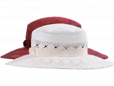 Damen Panamahut in Weiss oder Bordeaux breitrandig