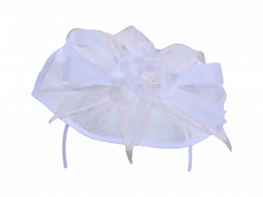 Fascinator mit Masche, mit Reif in Weiss