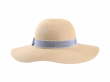 Damen Sommerhut mit breiter Krempe in Natur/Blau
