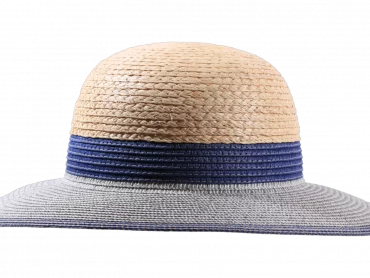 Damen Strohhut Cloche Raffia in Natur/Blau