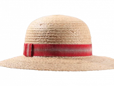 Damen Strohhut Cloche mit rotem Hutband