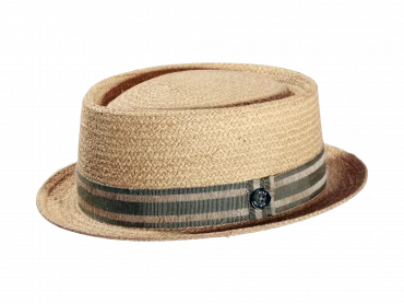 Strohhut Porkpie Raffia Natur/Olive