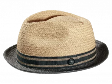 Strohhut Player Raffia/Stoff in Natur/Blau