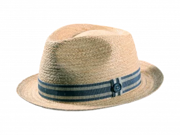 Strohhut Player Raffia mit gestreifter Garnitur Natur/Blau