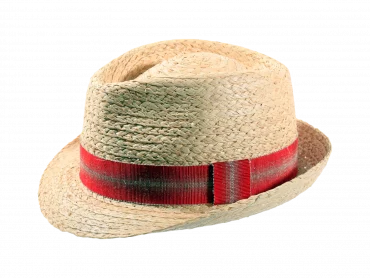 Strohhut Trilby Natur/Rot