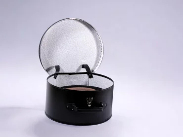 Hutkoffer Medium Kunstleder Schwarz