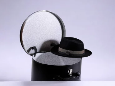 Hutkoffer Medium Kunstleder Schwarz
