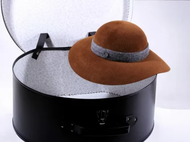 Hutkoffer Gross Kunstleder Schwarz