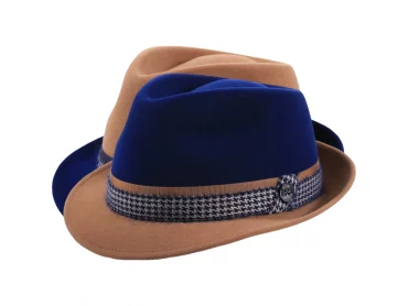 Filzhut Trilby Haarfilz in Blau/Camel