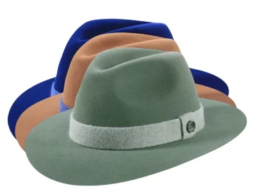 Filzhut Traveler in Camel, Salbei, Blau