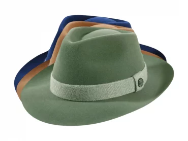 Haarfilzhut mit Klapprand in Hellgrün, Blau, Camel