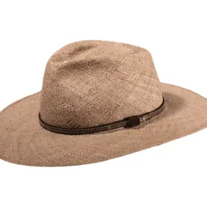 Old West Seegrashut Midwest Pioneer mit braunem Zierband|||Western Seegrashut mit Sioux Zierband|