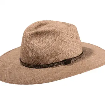 Old West Seegrashut Midwest Pioneer mit braunem Zierband|||Western Seegrashut mit Sioux Zierband|