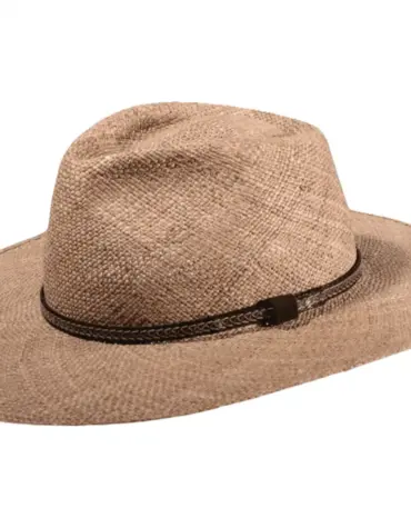 Old West Seegrashut Midwest Pioneer mit braunem Zierband|||Western Seegrashut mit Sioux Zierband|