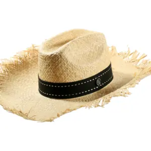 Western Strohhut Beach aus Naturstroh mit schwarzem Band|