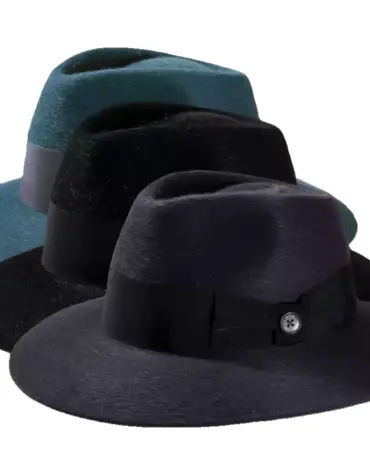 Fedora City Haarfilzhut in 4 Farben mit breiter Krempe und breitem Rebsband als Hutband
