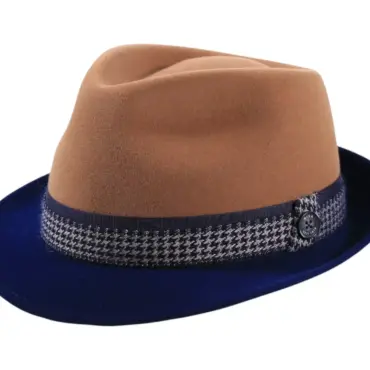 Trilby Haarfilz Velours 2-Piece Mohair in Camel/Marineblau